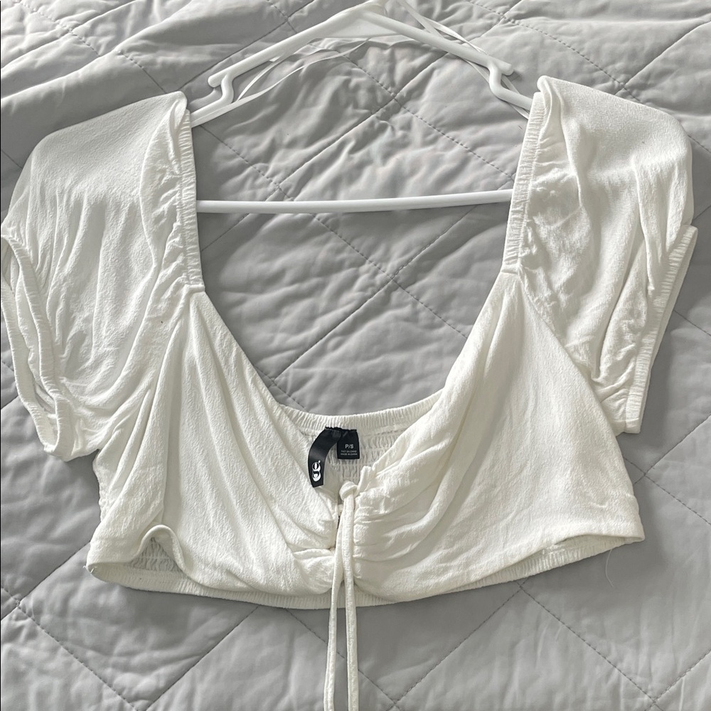 White Ruched Crop Top